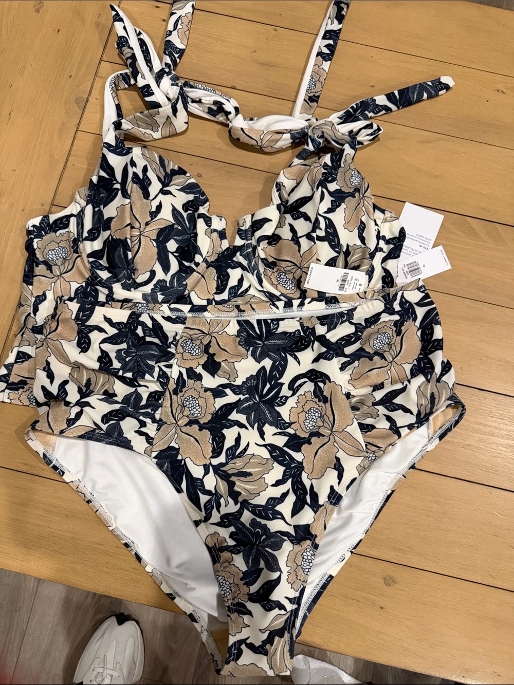 Old Navy Navy, Beige & White Floral High-Waist Bikini